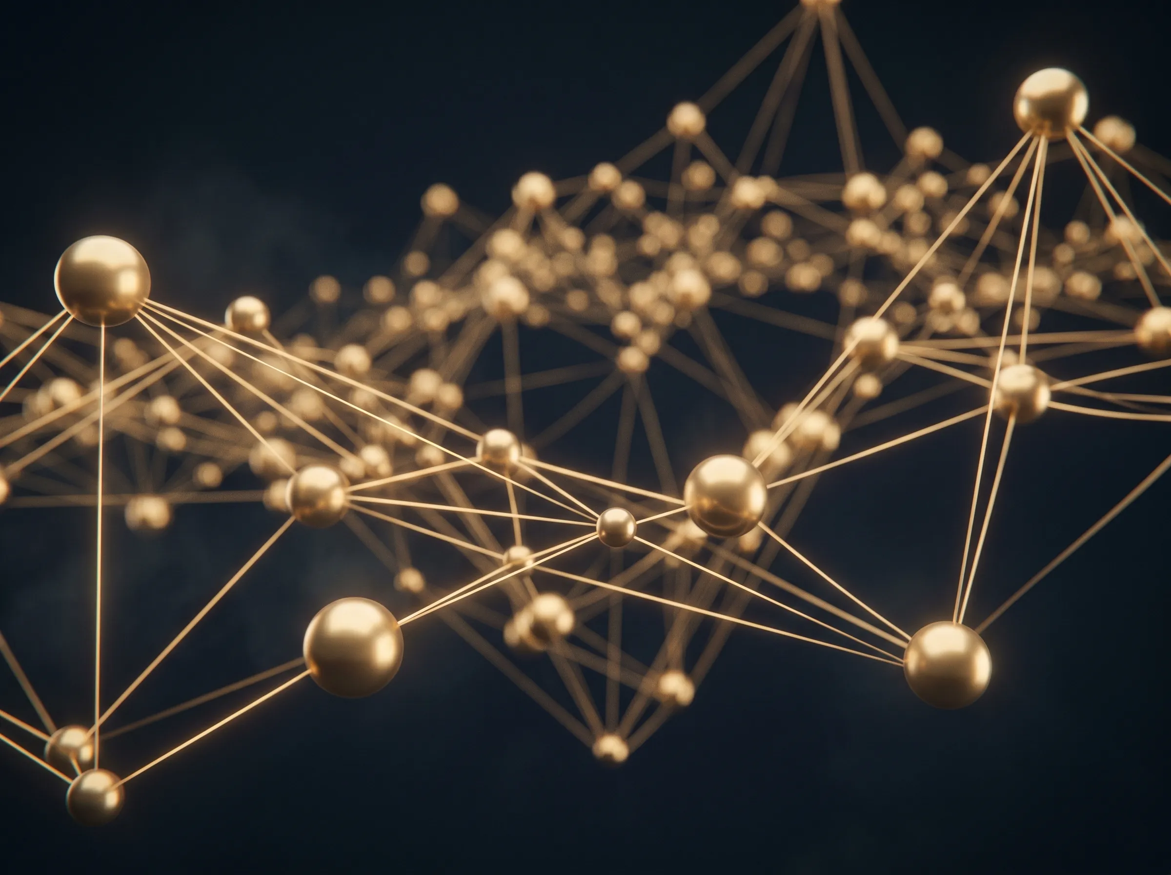 Connected coworking locations visualised as a network of gold nodes
